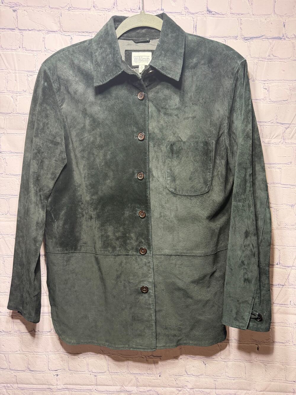 Willi Smith Suede Button Down Shirt Jacket Black Sz 4 Western Casual Grunge